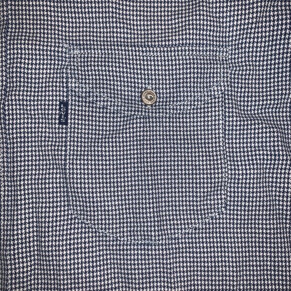 Vintage 90s Levis Blue Houndstooth Button Down Flannel Shirt Sz. L 1998 - Picture 9 of 12